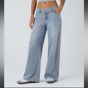HALARA Light Blue Flared Wide-Leg Jeans